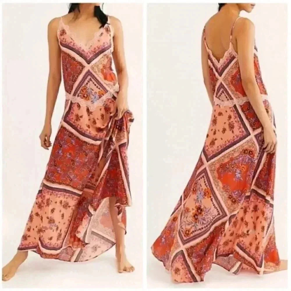 Free People Stevie Floral Lace Trim Maxi Dress